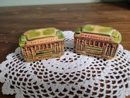 Vintage  San Francisco Trolley Cable Cars Ceramic Salt &amp; Pepper Shakers ... - $12.19