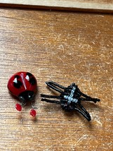 Lot of Miniature Fused Art Glass Lady Bug &amp; Tiny Black Beaded Spider Figurine – - £7.62 GBP
