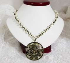 Cookie Lee Bronze &amp; White Pendant Necklace   Gorgeous &amp; Gothic   16&quot; + 3... - $17.86