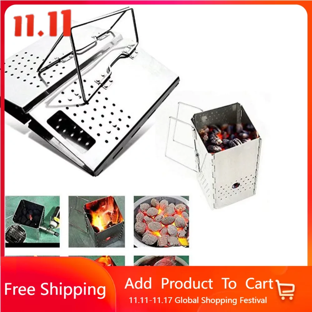 Portable Charcoal Starter Stainless Steel Outdoor Barbecue Grill Fire Starter - £49.56 GBP