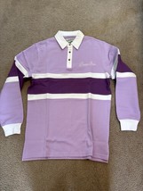 Bogey Boys Polo Shirt Mens S Purple White Striped Performance Golf Longs... - $39.51