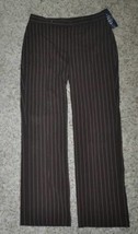Womens Dress Pants Chaps Brown &amp; Tan Striped Half Elastic Waist $70-size 8P - £23.23 GBP
