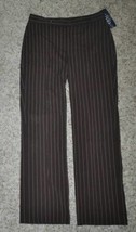 Womens Dress Pants Chaps Brown &amp; Tan Striped Half Elastic Waist $70-size 8P - £22.35 GBP