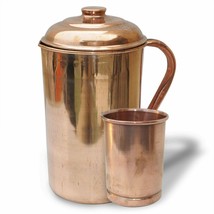 Pure Copper Jug Pitcher with Tumbler Good Health Yoga Benefit 1.500ml +300ml - £21.40 GBP