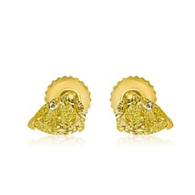 GIA 1.43 TCW Pear Natural Fancy Yellow Diamond Stud Earrings 18k yellow Gold - £3,450.68 GBP