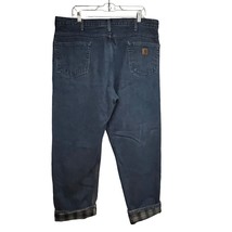 Carhartt Mens Relaxed Blue Denim Work Jeans Pants Cotton Flannel Lined 4... - $39.59