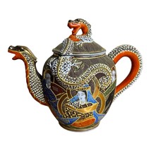 Kutani Dragonware  Japan Brown Dragon Gold  Teapot Womans Face Moriage J... - $126.40 CAD