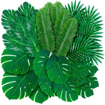 108 Pack Palm Leaves Artificial Tropical Monstera - 6 Kinds Large Small Green Fa - £25.30 GBP