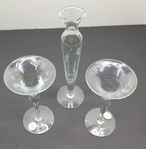 Vtg Princess House Heritage Crystal Glass Candlestick Holders 322 &amp; Tall Vase - £19.32 GBP