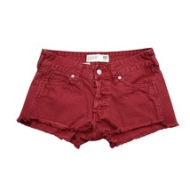 Abercrombie Fitch Shorts Womens 00 Red Cut Off Low Rise Cotton Denim Button Zip - £14.70 GBP