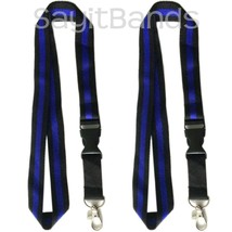 2 LANYARDS &amp; Detachable Key Chain Thin Blue Line Police Officer, Law Enf... - £2.22 GBP