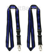2 LANYARDS &amp; Detachable Key Chain Thin Blue Line Police Officer, Law Enf... - £2.22 GBP