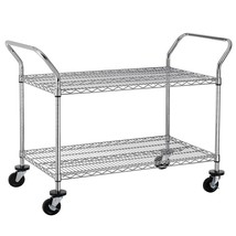 2-Tier Commercial Grade Rolling Cart, Heavy Duty Utility Cart, Carts With Wheels - £129.08 GBP