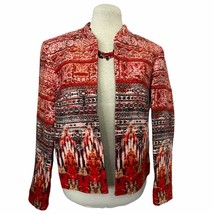 H &amp; M Aztec Red Print Open Front Blazer Long Sleeve Women&#39;s Size 8 - £18.62 GBP