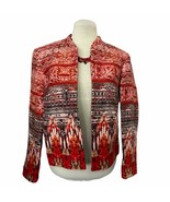 H &amp; M Aztec Red Print Open Front Blazer Long Sleeve Women&#39;s Size 8 - £18.62 GBP