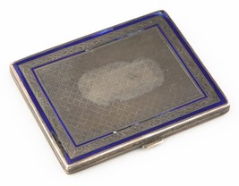 Vintage Silver &amp; Enamel Snuff Box / Cigarette Case 102.8 grams, Monogrammed - £176.19 GBP