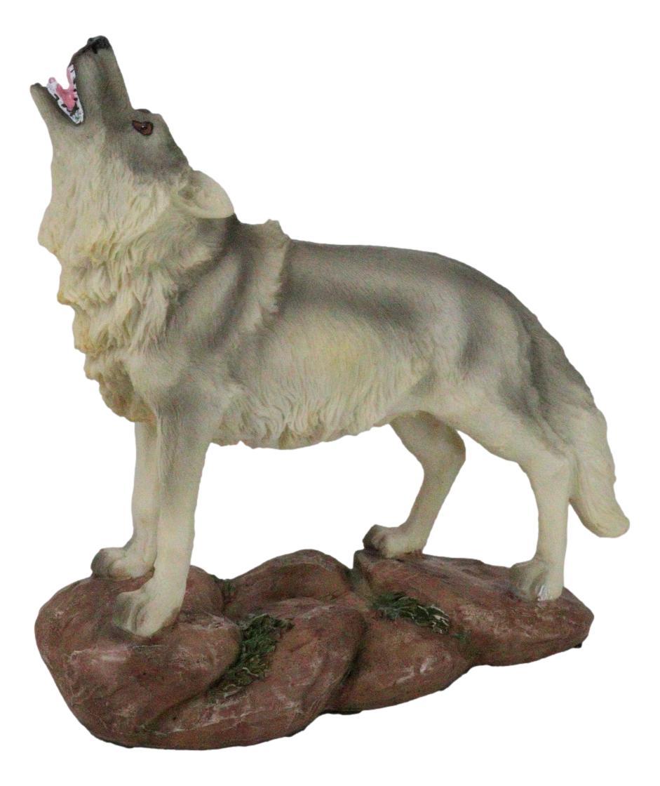 Forest Woodlands Mystical Alpha Gray Wolf Howling to The Moon Figurine 6&quot; L - $32.99