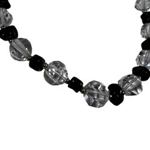 Vintage Estate Art Deco Hollywood Regency Faceted Black Beads Clear Necklace - £14.65 GBP