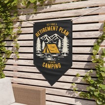 Humorous Camping Retirement Pennant Banner: 2x Hanging Ropes, White Matte Finish - £36.37 GBP+