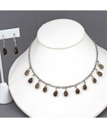 RARE Vintage Silpada Sterling Smoky Quartz Necklace & Earrings Set W1038 N1037 - £63.94 GBP