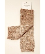 CALVIN KLEIN CK Glitter HEATHERED Almond ARM WARMERS Space Dyed GOLD LOG... - £70.06 GBP