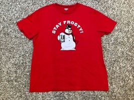 Old Navy Shirt Men 2XL Red Stay Frosty Snowman Beer Mug Christmas Holida... - $16.09