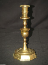Old Vintage Brass 9&quot; Candlestick Candle Holder Octagon Shape Bottom Mant... - $24.74