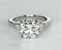 Engagement Ring 2.65Ct Round Cut Three Simulated Diamond 14k White Gold Size 6 - £198.84 GBP