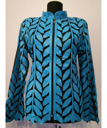 Plus Size Light Ice Blue Woman Leather Coat Women Jacket Zipper Short Co... - £176.93 GBP