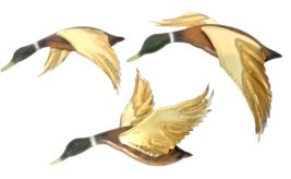 Vintage Wall Décor Flying Ducks Wood &amp; Brass Mid Century Set Of Three - £97.15 GBP