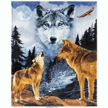 Faux Fur Appealing Animal Throws Call of the Wolf One Size 48&quot;Wx60&quot;L - £29.92 GBP