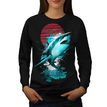 Wellcoda Great White Shark Womens Sweatshirt, Ocean Hunt Casual Pullover Jumper - £22.74 GBP+