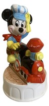 Vintage Mickey Mouse Ceramic Music Box Train Conductor Schmid Rotating Disney - $17.54