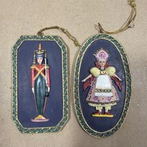 Russian Toy Soldier &amp; Doll Nutcracker Embossed Hand Painted Ornaments 4¼... - $9.89