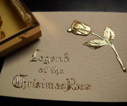 Legend Of The Christmas Rose Gold Brooch Earring Set 1966 Giovanni Longcraft Box - £13.38 GBP