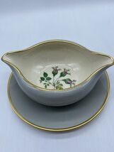 Flintridge China San Marino Rose Gravy Boat Attached Underplate Gray Gol... - $11.75