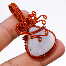 Rainbow Moonstone Gemstone Copper Wire Wrapped Pendant Handcrafted 2&quot; SA 1629 - £3.97 GBP