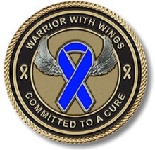 Colon Cancer/Blue Ribbon Medallion for Box Cremation Urn/Flag Case - 2&quot; Diameter - £73.06 GBP