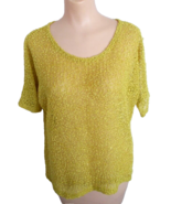 Holiday Sparkle Gold Pullover Open-Weave Knit Party Top Sequins CHRIS &amp; ... - £13.29 GBP