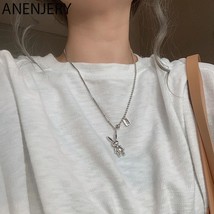 ANENJERY Silver Color Lovely Rabbit Thai Silver Necklace Cute Animal Pendant Nec - $16.92