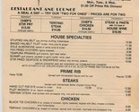 Pepper Dine Restaurant and Lounge Dinner Menu - $17.82