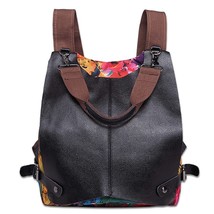 Women Backpack Printing Shoulder Bag Female Color Matching Bag Multifunction Lea - £115.85 GBP