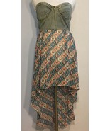 Rue 21 Blue Denim Boho Print Strapless Dress Zip Front Asymmetrical Hem ... - $23.00 CAD