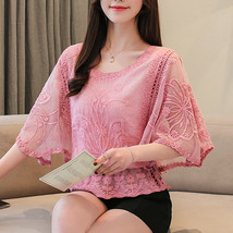 New Chiffon Blouse  2021 Summer Full Cotton Ee  Blouses Shirt  Flower Half Sleev - £111.01 GBP