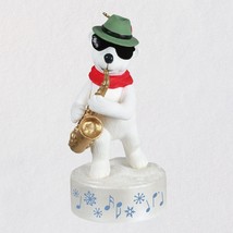 Hallmark 2021 Stylin Saxophone Polar Bear Ornament Music Sound Deck the Hall NEW - £10.21 GBP