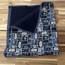 Star Wars Baby Blanket Quilt Navy Blue Possibly Handmade 35x37.5 - $18.99