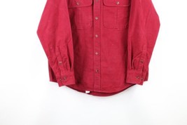Vtg Cabelas Mens Medium Distressed Heavyweight Chamois Cloth Button Shirt Red - £38.88 GBP