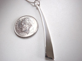 Long Arced Bar Pendant 925 Solid Sterling Silver - £5.74 GBP