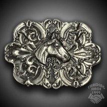 Vintage Belt Buckle 1974 Horse Head Filigree Western Cowboy Cowgirl Rodeo - £29.13 GBP