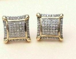 1.50Ct Round Cut Simulated Diamond Cluster Stud Earrings 14K Yellow Gold Plated - $159.38